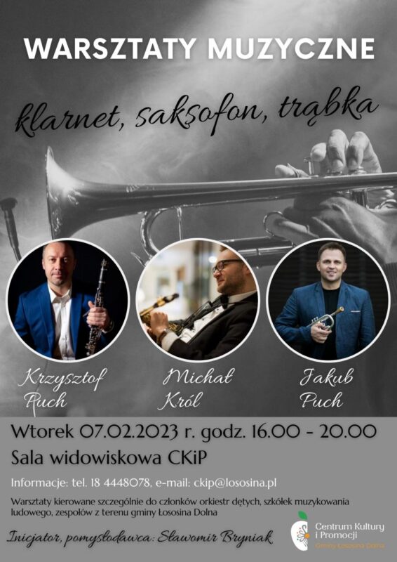 Plakat warsztatów muzycznych w Łososinie Dolnej