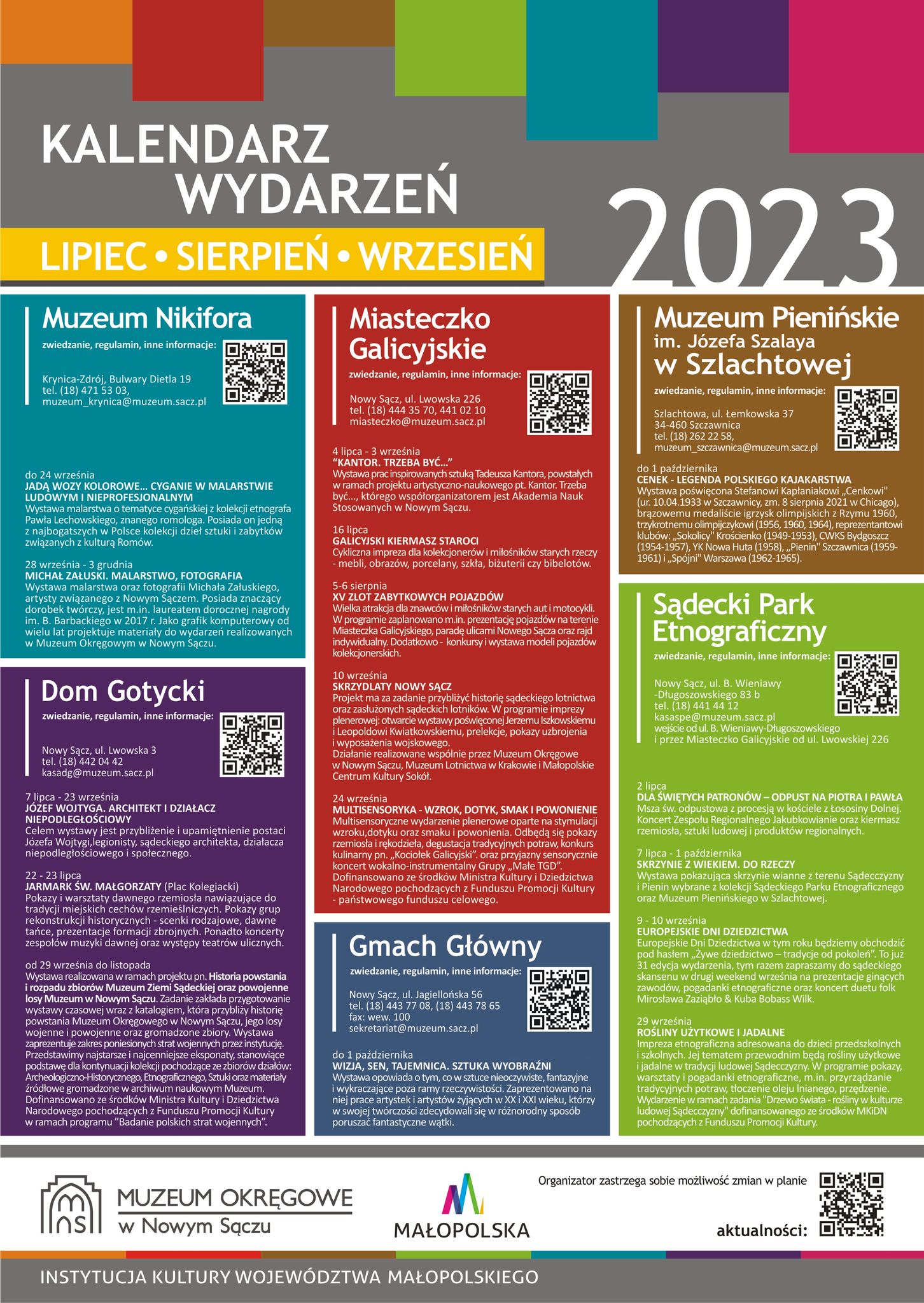 Kalendarz wydarzeń - lipiec, sierpień, wrzesień 2023