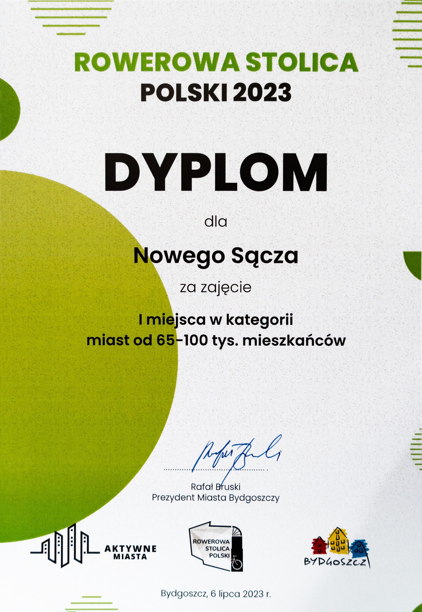 RSP 2023 Dyplom dla Nowego Sącza