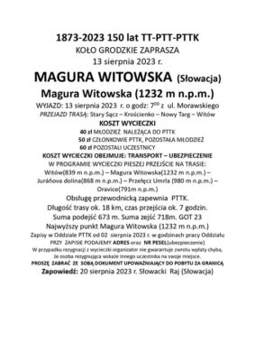 Wycieczka do Magury Witowskiej (Słowacja)
