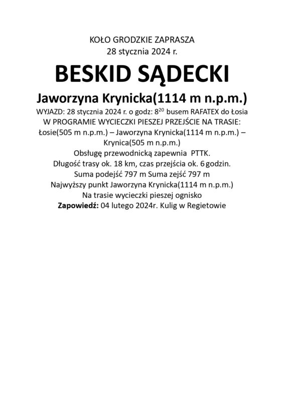 Beskid Sądecki, Jaworzyna Krynicka, 28 stycznia 2024 r.