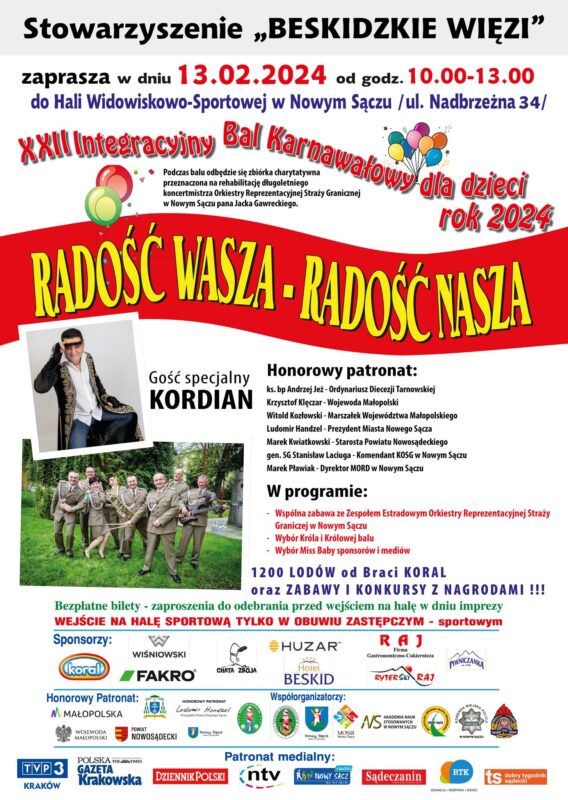 [wydarzenie]: XXII Integracyjny Bal Karnawałowy dla dzieci „Radość Wasza – Radość Nasza