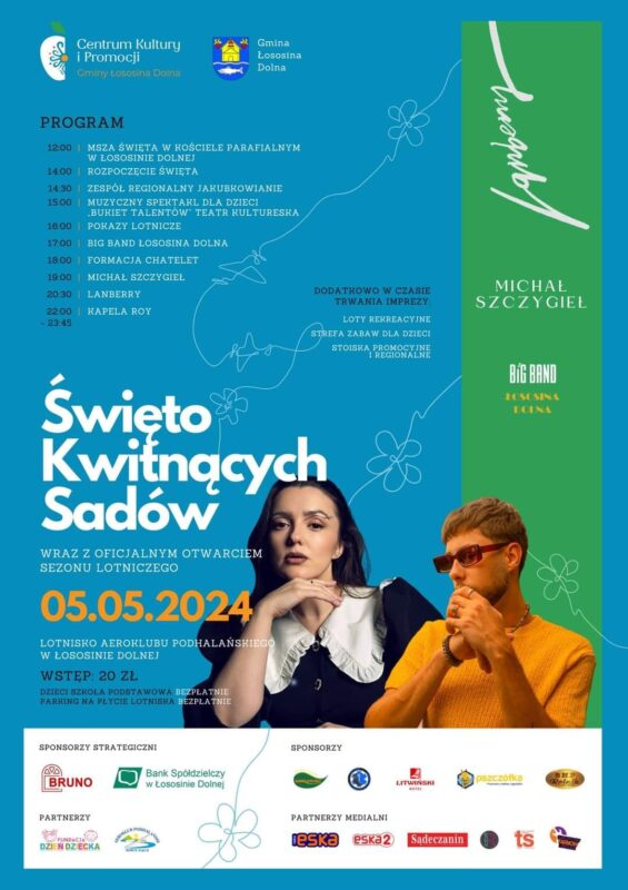 [Łososina Dolna]: Święto Kwitnących Sadów wraz z oficjalnym otwarciem sezonu lotniczego 
