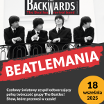 The Backwards – czołowy światowy zespół odtwarzający pełną twórczość grupy The Beatles – od Beatlemanii do rozbudowanych aranżacji z ostatnich płyt (Sgt. Pepper, Abbey Road, Let It Be), których nawet sami The Beatles nigdy nie wykonali publicznie. Zespół powstał w 1996 roku w Koszycach na Słowacji. Do dnia dzisiejszego The Backwards zagrali przeszło 3000 entuzjastycznie przyjętych koncertów w Europie (Francja, Holandia, Belgia, Niemcy, Austria, Węgry, Hiszpania, Wielka Brytania, Czechy, Słowacja) i USA (koncerty w 24 Stanach), występowali w programach telewizyjnych, radiowych i produkcjach teatralnych. Ich musicalowy show „Beatles Legends” cieszył się taką popularnością w Czeskiej Pradze, że nie schodził z afisza przez rok. Teraz mogą Państwo zobaczyć ich występ u siebie. To nie tylko koncert, ale niemal iluzjonistyczne widowisko jak najwierniej oddające realia występów i twórczości The Beatles, bez żadnych kompromisów, w 100% na żywo (włącznie z partiami orkiestrowymi granymi na instrumentach klawiszowych), z dokładnie takimi samymi gitarami używanymi zgodnie z historyczną dokładnością w poszczególnych utworach (w sumie widzimy ich kilkanaście), z basistą grającym lewą ręką jak Paul McCartney, w strojach będących wiernymi kopiami oryginalnych ubiorów słynnej Czwórki z Liverpoolu, w perukach zmienianych stosownie do wyglądu Johna, Paula, George’a i Ringo w poszczególnych latach, a przede wszystkim z żywą muzyką w każdym detalu do złudzenia wiernie oddającą brzmienie zarówno instrumentów jak i partii wokalnych ze zdumiewająco naśladowaną barwą głosu! Dzięki The Backwards możemy przenieść się w czasie i wszystkimi zmysłami doświadczyć tego co słyszymy w nagraniach The Beatles!