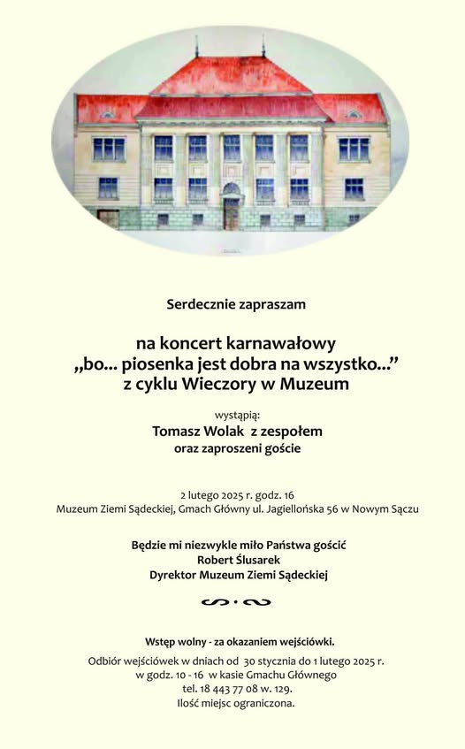 [Wydarzenie]:Koncert karnawałowy "bo...piosenka jest dobra na wszystko..." z cyklu Wieczory z Muzeum