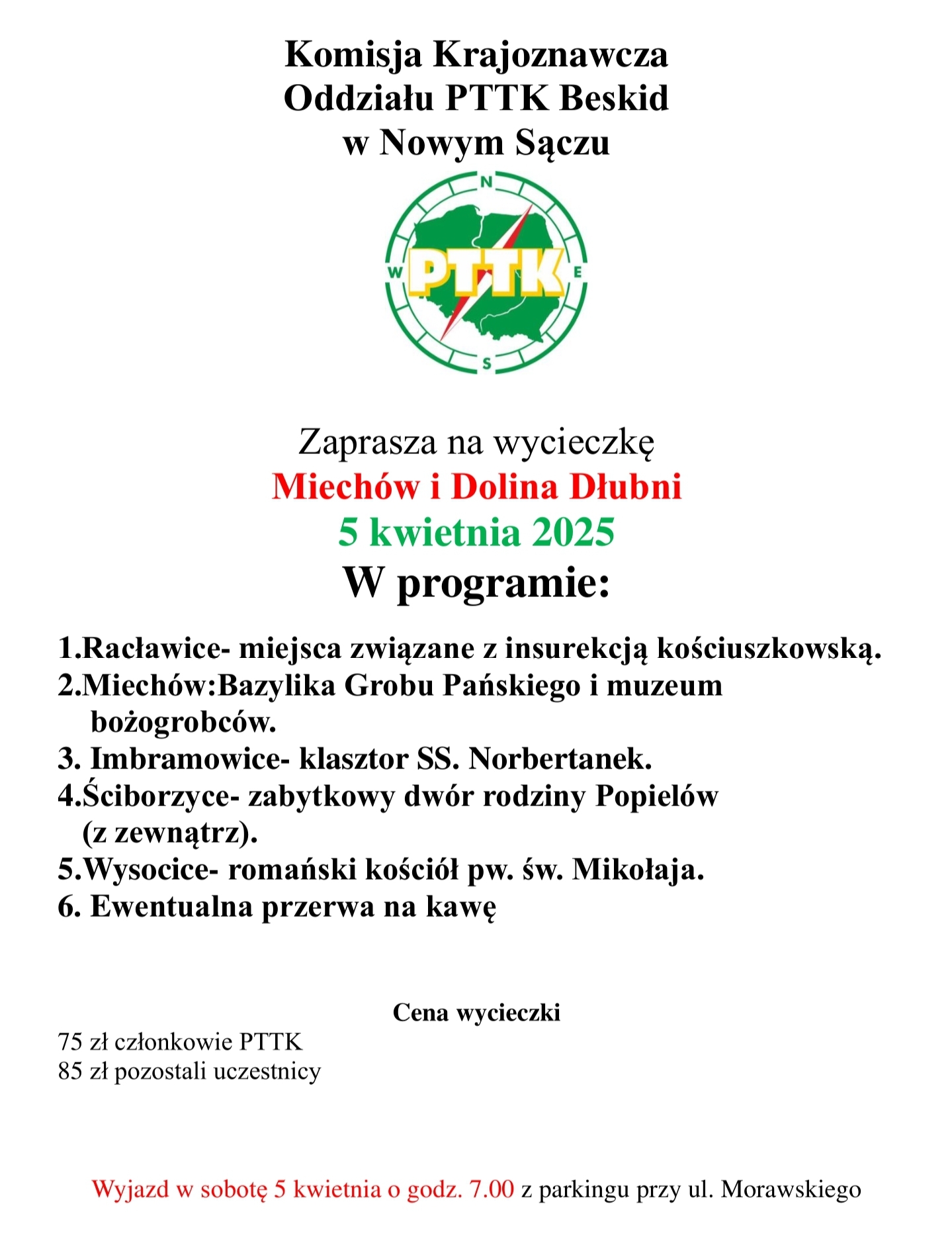Wycieczka Miechów i Dolina Dłubni 05 kwietnia 2025r